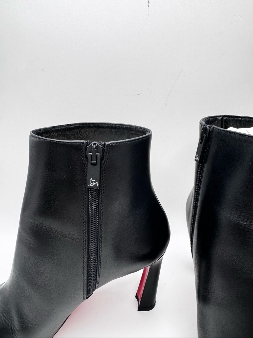 Christian Louboutin So Eleonor 85 Black Leather Ankle Boots Size 37 Italy - Picture 2 of 13